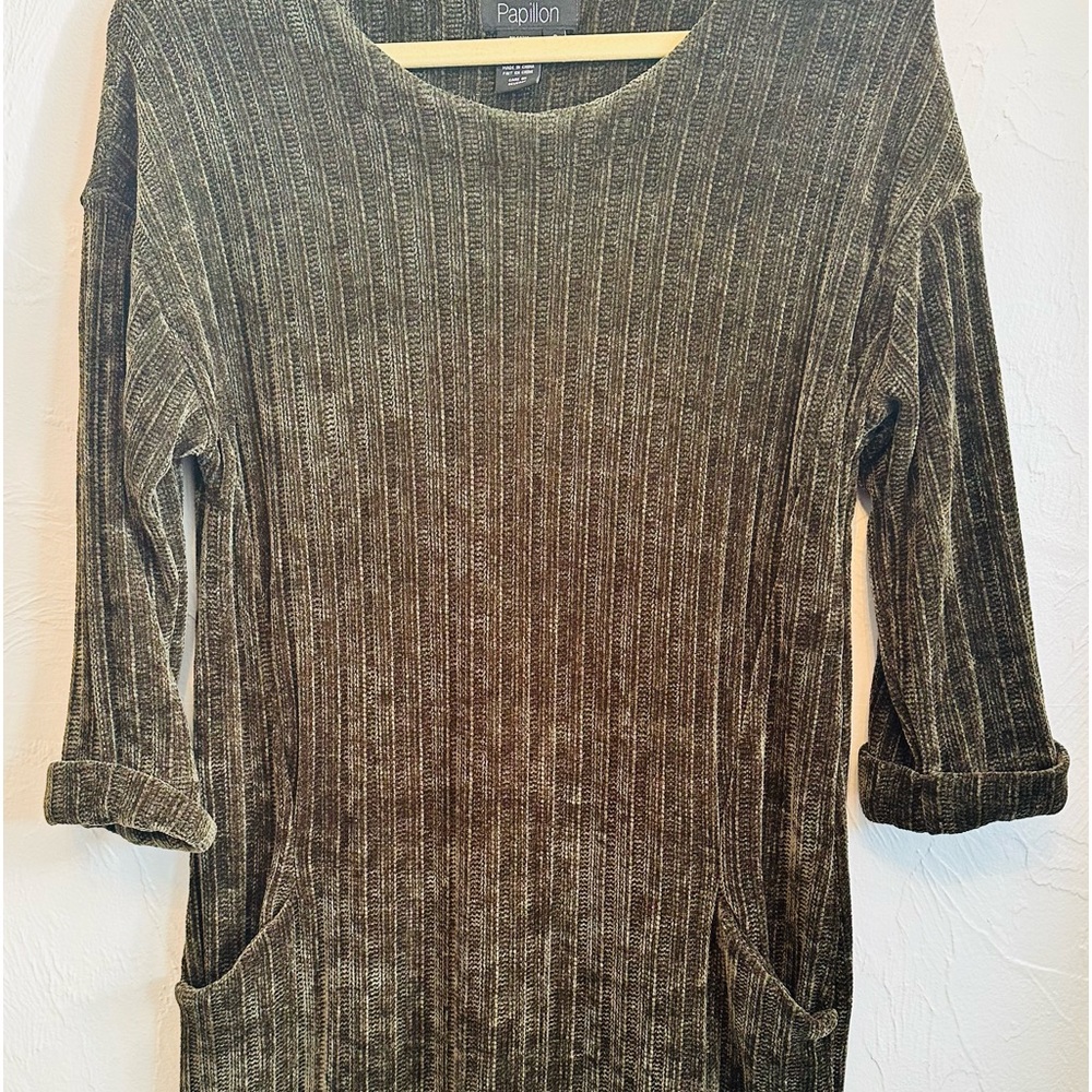 Dark green chenille dress by Papillon